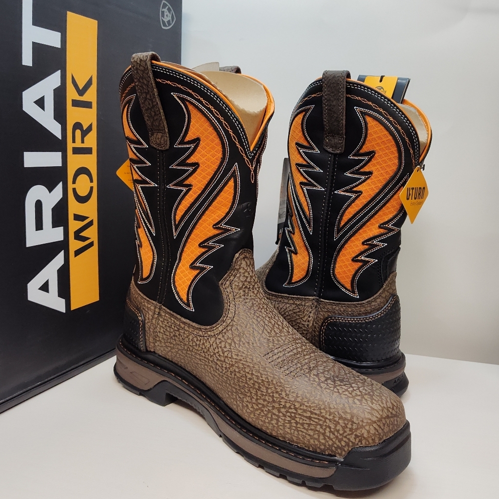 ARIAT Intrepid VentTek Comp Toe MEN'S Size 11.5 D Cocoa Brown/Orange 10020072 - Picture 3 of 15